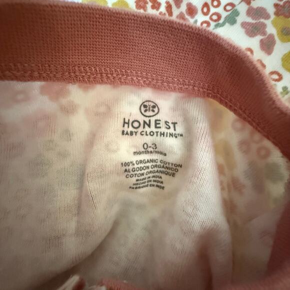Honest Co. Pink Floral Baby Girl Zip Up Sleeper 0-3 Months - Picture 6 of 6